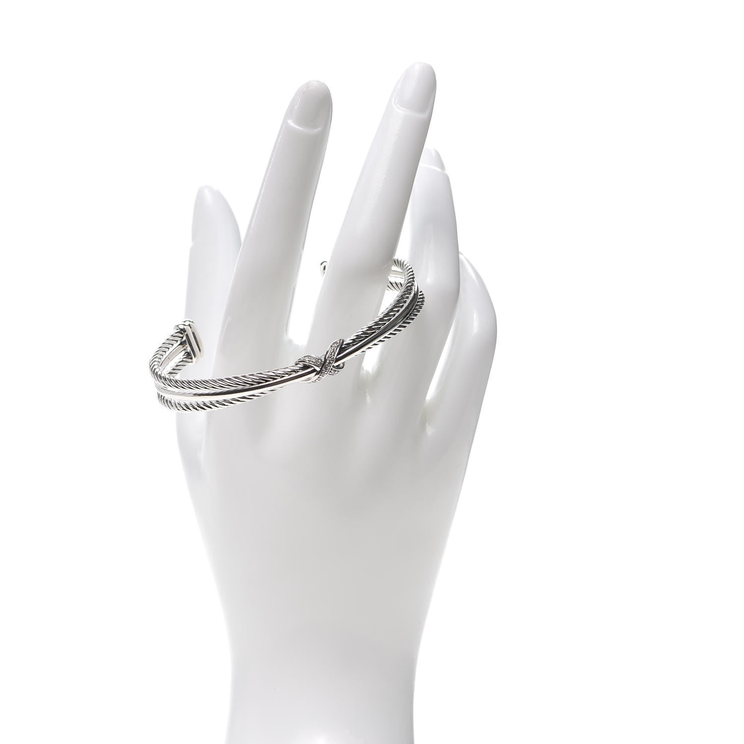 David Yurman Sterling Silver Diamond 7mm Crossover X Bracelet 2 of 4
