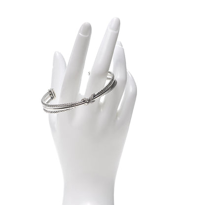 David Yurman Sterling Silver Diamond 7mm Crossover X Bracelet 2 of 4
