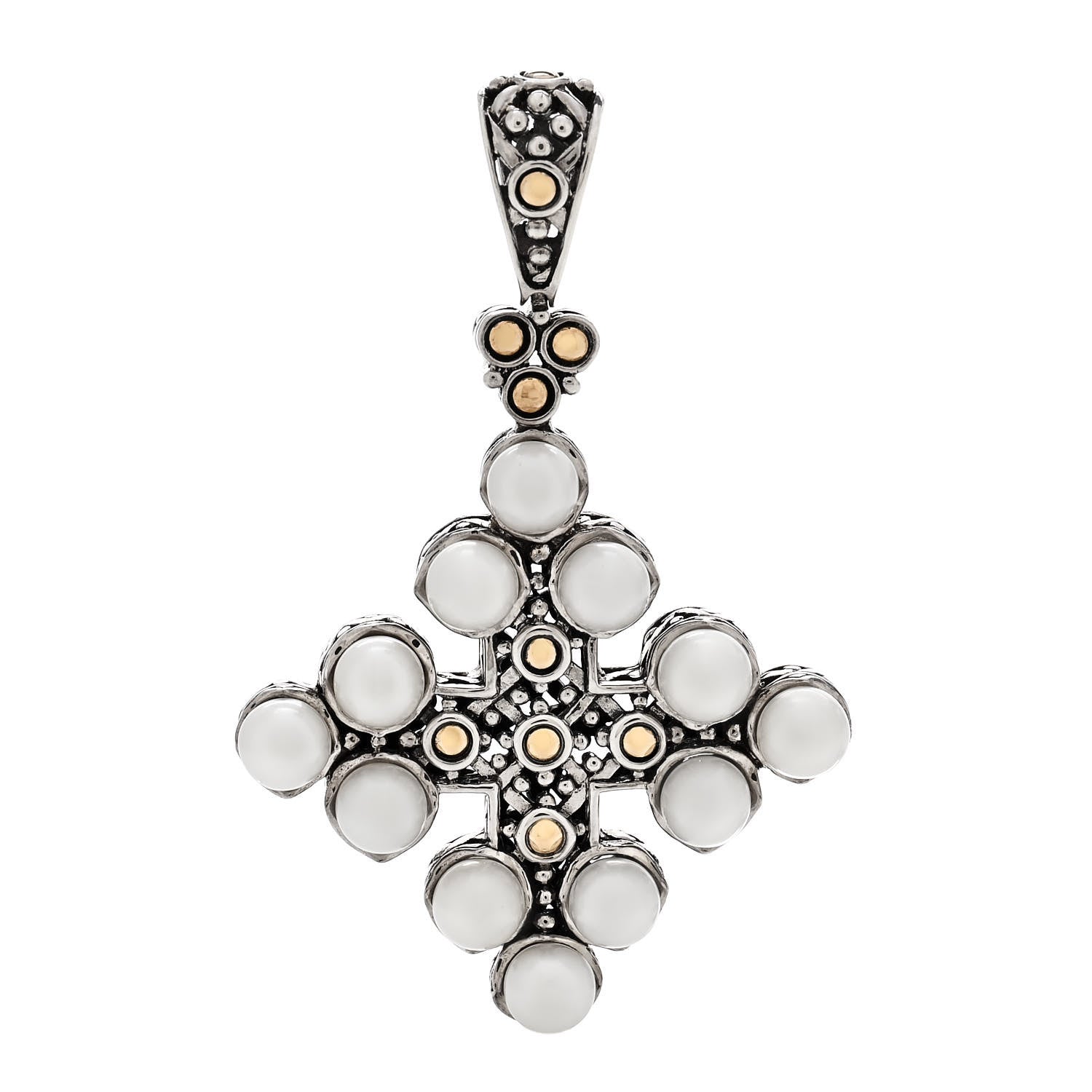 John Hardy Sterling Silver 18K Yellow Gold Pearl Jaisalmer Cross Pendant 1 of 4