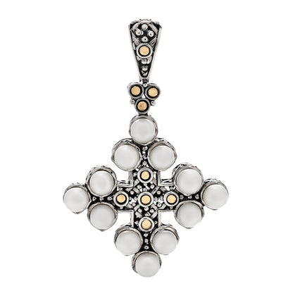 John Hardy Sterling Silver 18K Yellow Gold Pearl Jaisalmer Cross Pendant 1 of 4