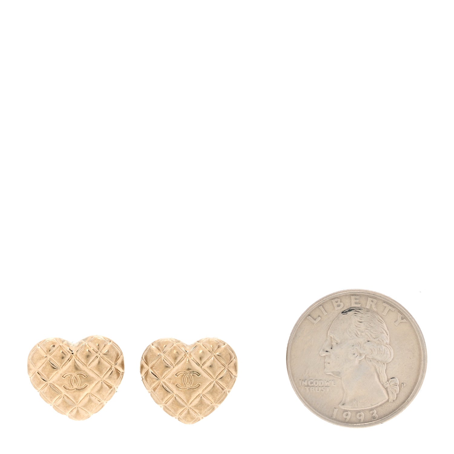 Chanel Quilted CC Heart Earrings Gold 2 of 6