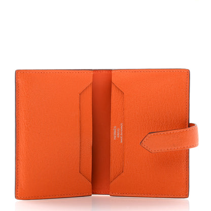 Hermes Chevre Mysore Bearn Card Holder Wallet Orange 5 of 11