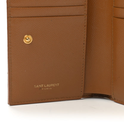 Saint Laurent Grain De Poudre Matelasse Chevron Monogram Zipped Card Case Natural Dark 6 of 8