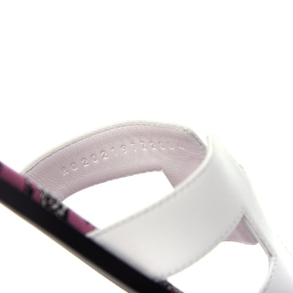 Hermes Box Calfskin Bois De Rose Oran Sandals 37.5 White 10 of 11