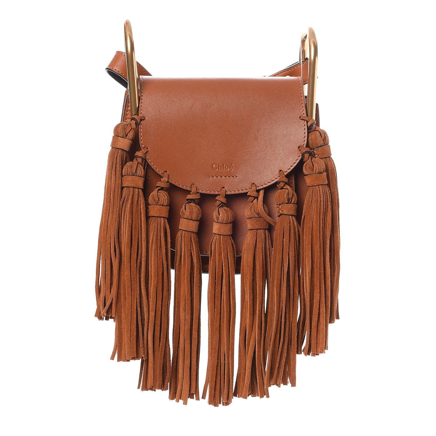 Chloe Calfskin Mini Hudson Fringe Shoulder Bag Caramel 1 of 7