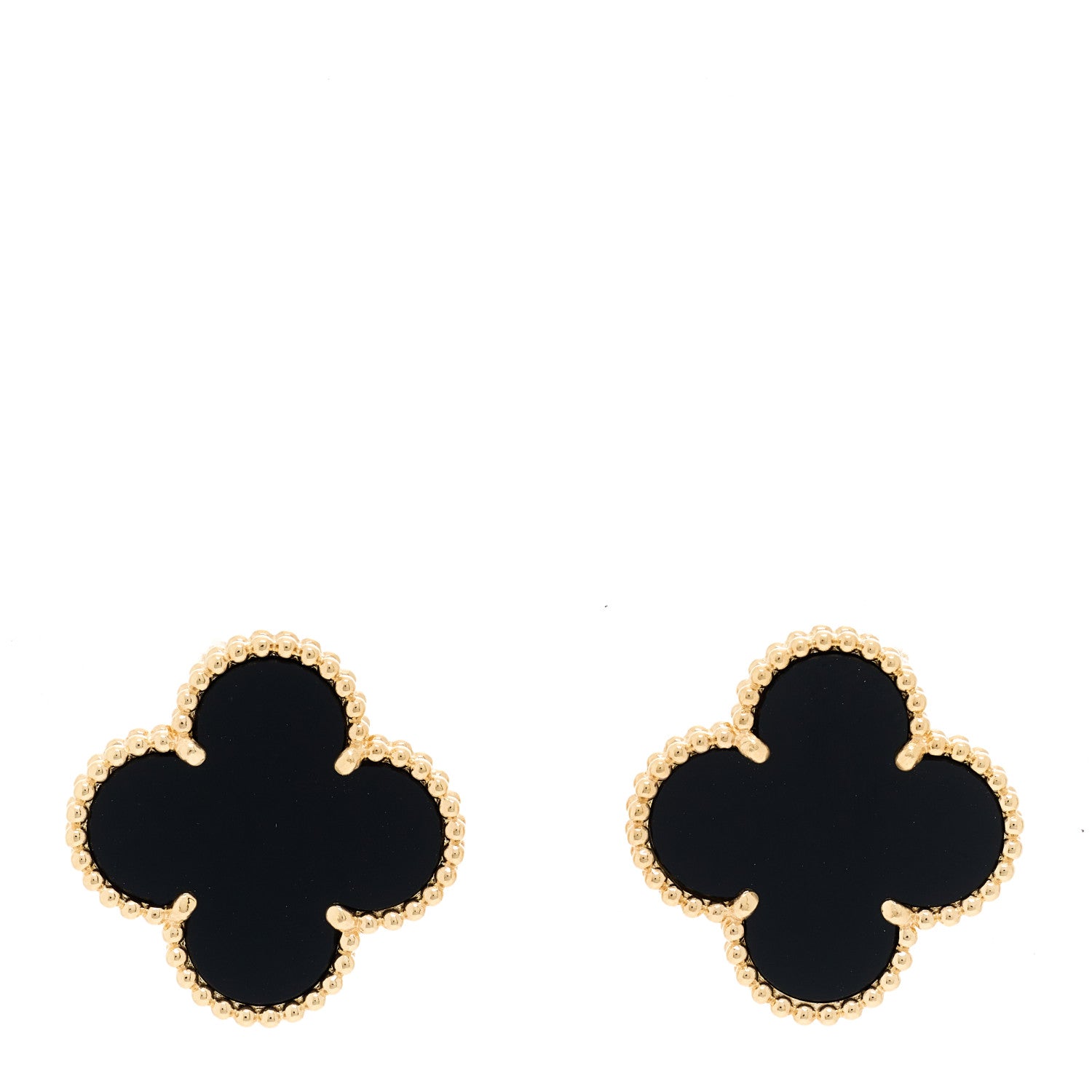 Van Cleef & Arpels 18K Yellow Gold Black Onyx Magic Alhambra Earrings 1 of 5
