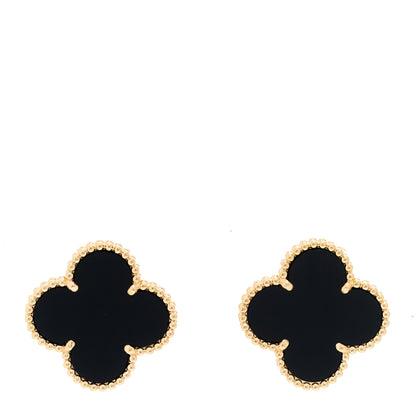 Van Cleef & Arpels 18K Yellow Gold Black Onyx Magic Alhambra Earrings 1 of 5