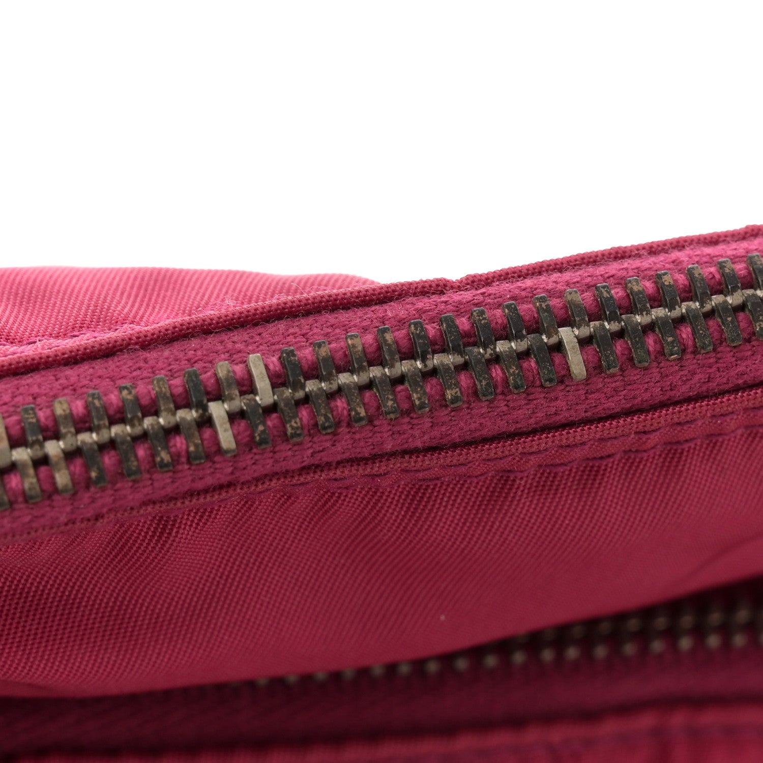 Prada Tessuto Nylon Saffiano Pocket Shoulder Bag Fuxia 11 of 11