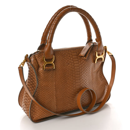 Chloe Snakeskin Calfskin Medium Marcie Satchel Brown 3 of 9