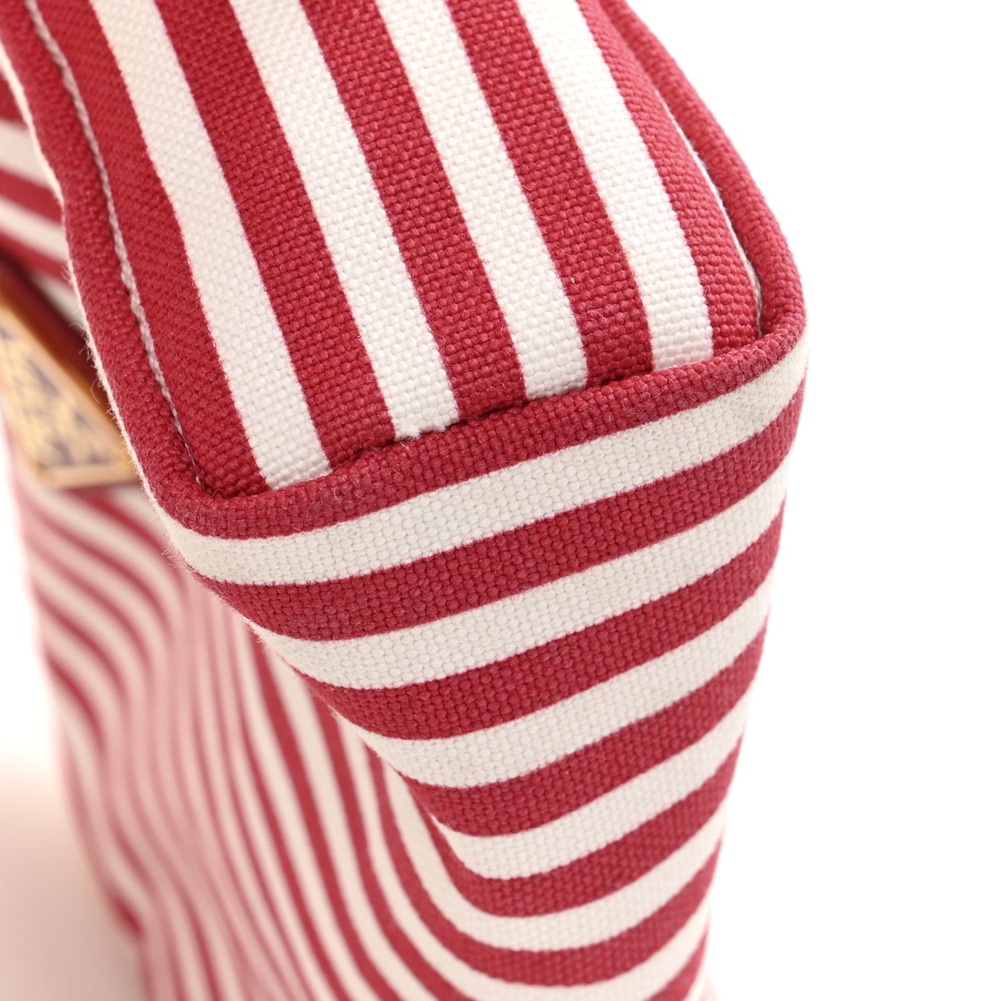 Canvas Stripe Pouch Rosso White