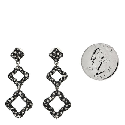 David Yurman Sterling Silver Diamond Midnight Melange Quatrefoil Drop Earrings 2 of 4