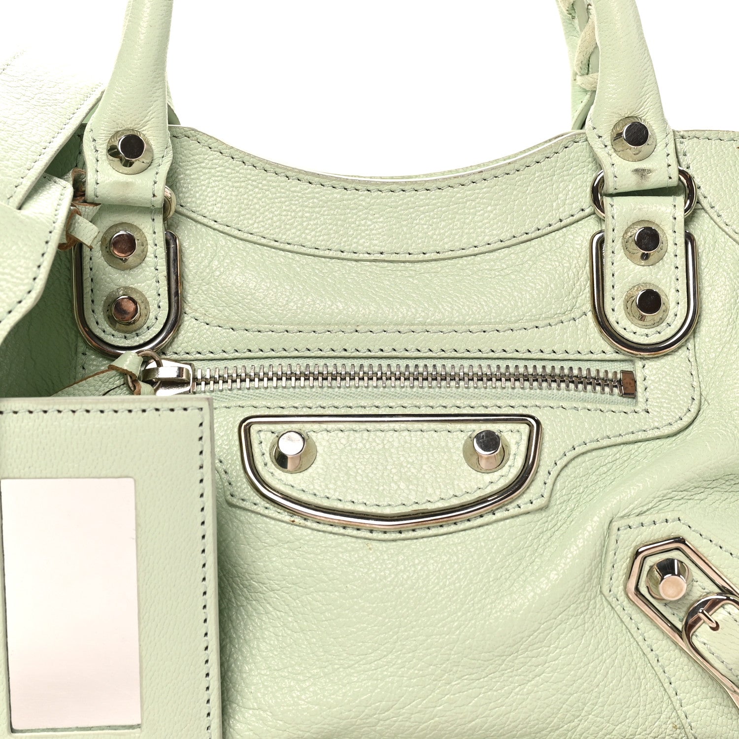 Balenciaga Chevre Silver Metallic Edge Hardware Mini City Vert Anis 9 of 11