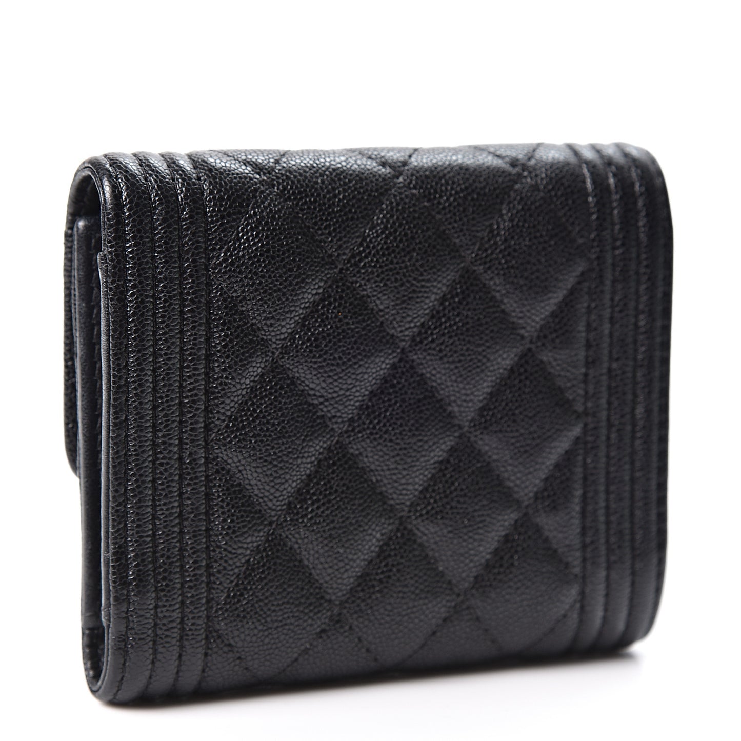 Caviar Quilted Compact Boy Wallet Black