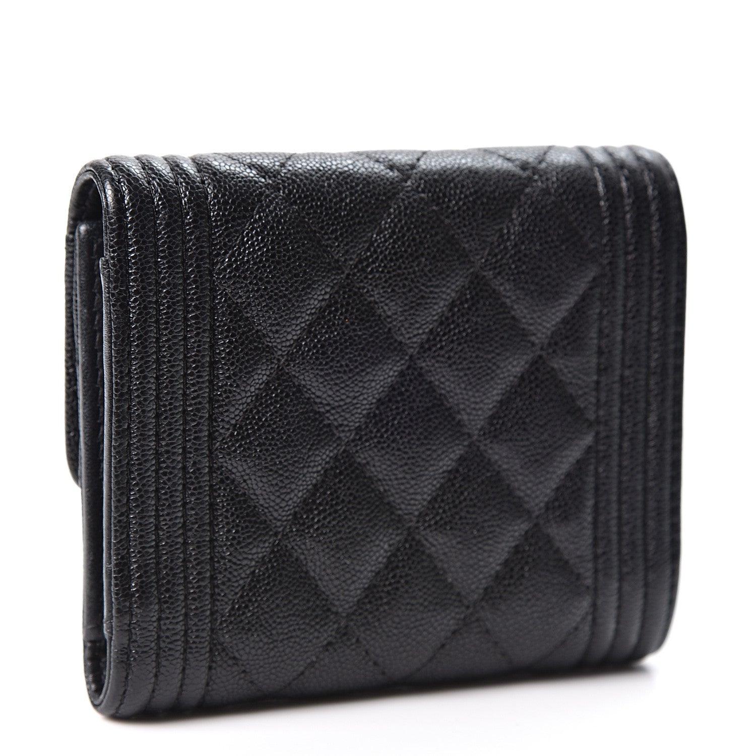 Chanel Caviar Quilted Compact Boy Wallet Black 2 of 9