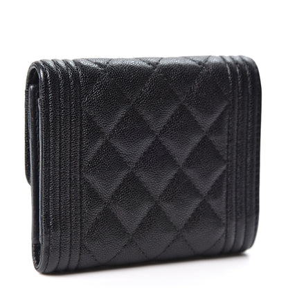 Chanel Caviar Quilted Compact Boy Wallet Black 2 of 9
