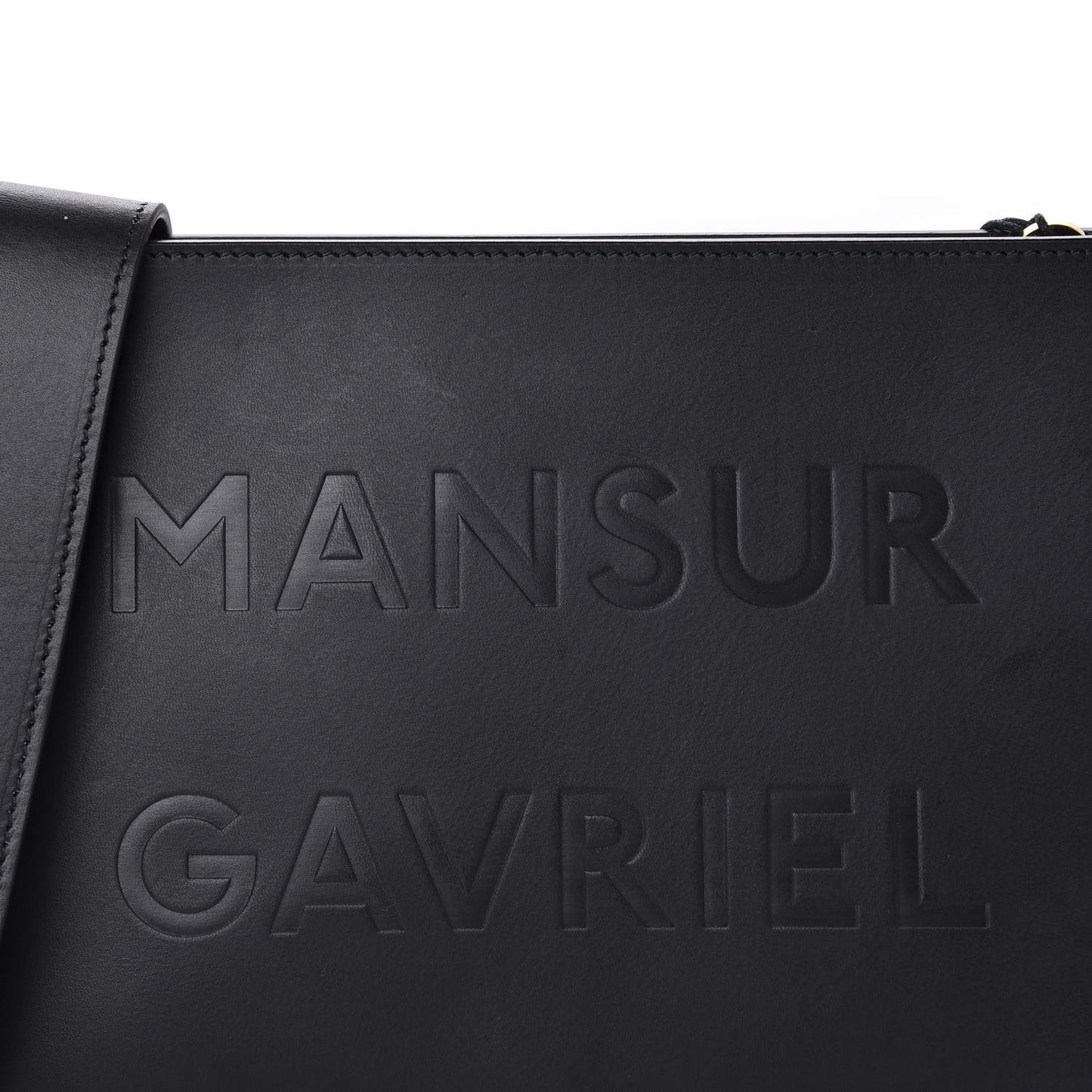 Calfskin Logo Debossed Bag Black
