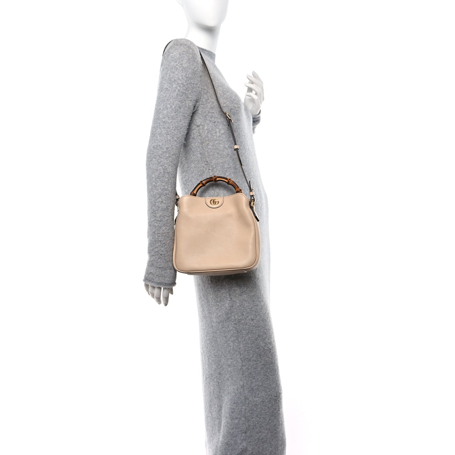 Gucci Softy Wonka Textured Dollar Calfskin Small Diana Shoulder Bag Light Beige 2 of 10