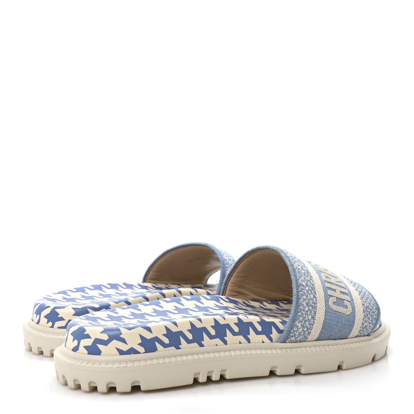 Micro PDP Cotton Houndstooth Embroidered Dway 10mm Slide Sandals 36 Cornflower