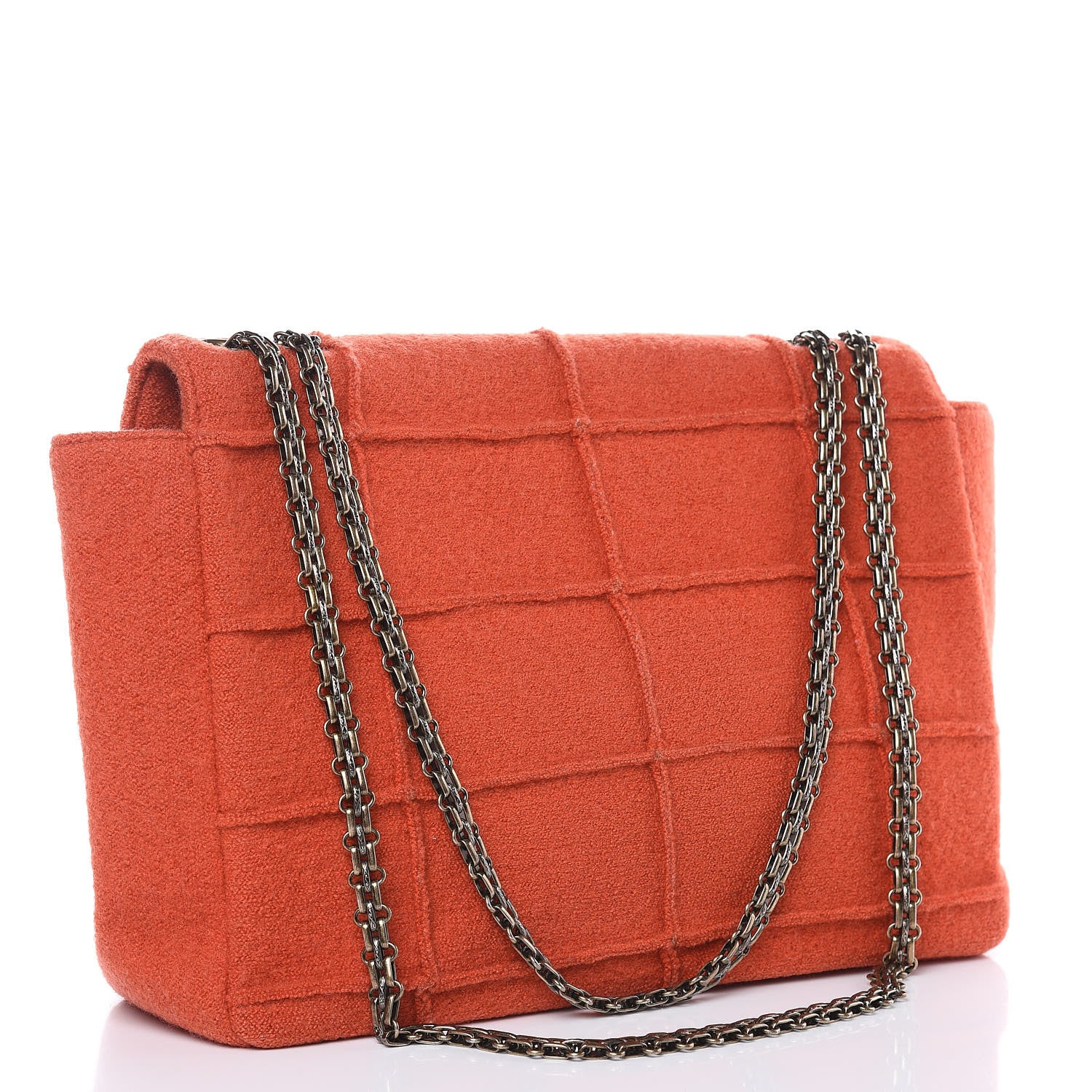 Chanel Wool Patchwork Mademoiselle Jumbo Flap Orange 3 of 16