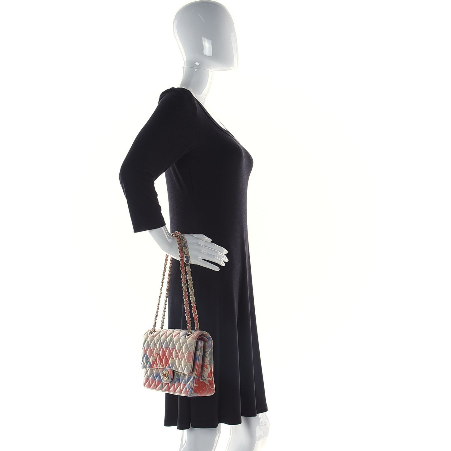 Lambskin Quilted Floral Medium Double Flap Multicolor