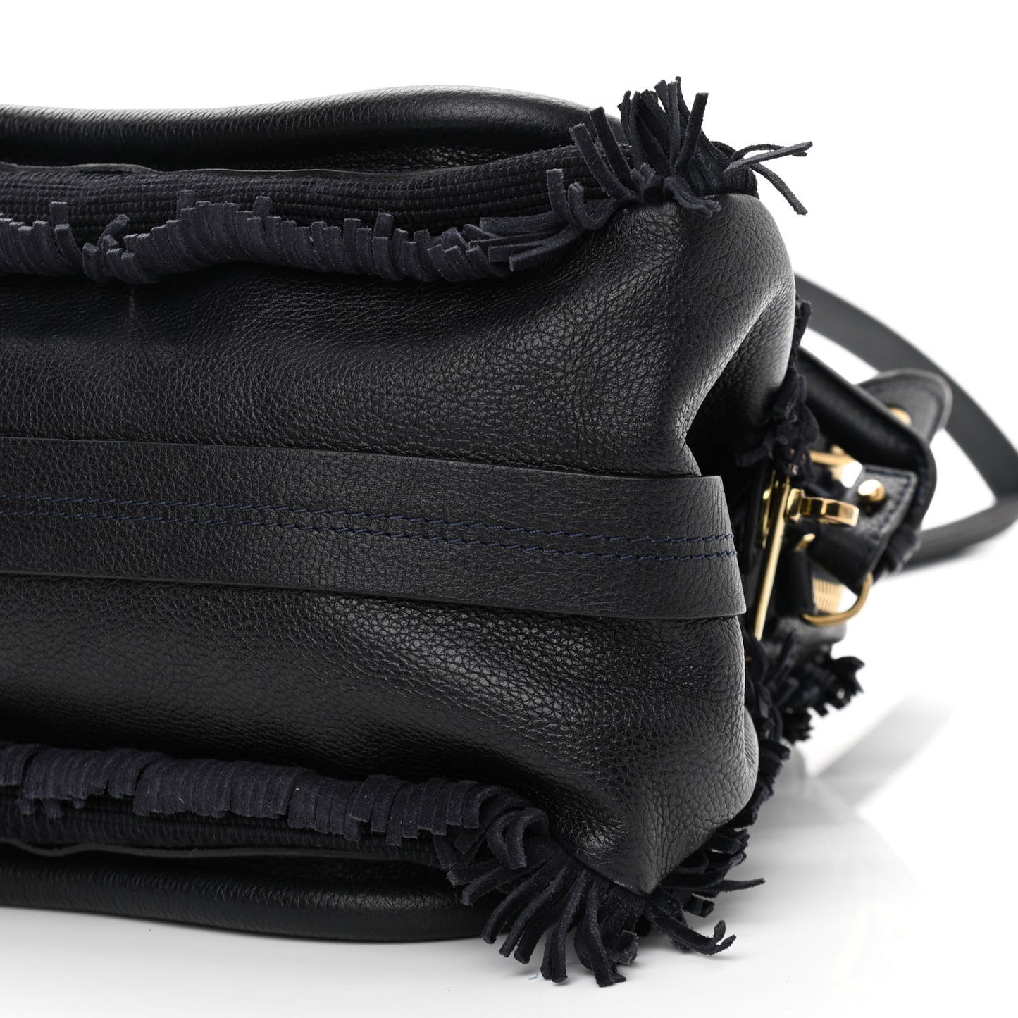 Suede Calfskin Fringe Medium Paraty Navy