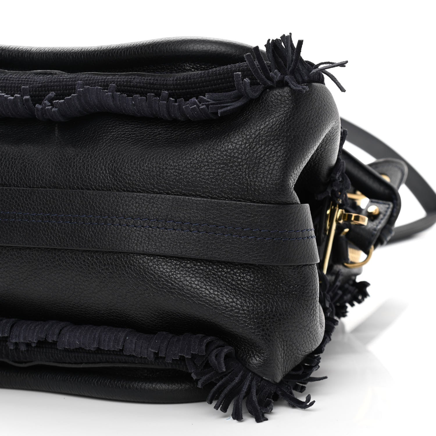 Chloe Suede Calfskin Fringe Medium Paraty Navy 11 of 12