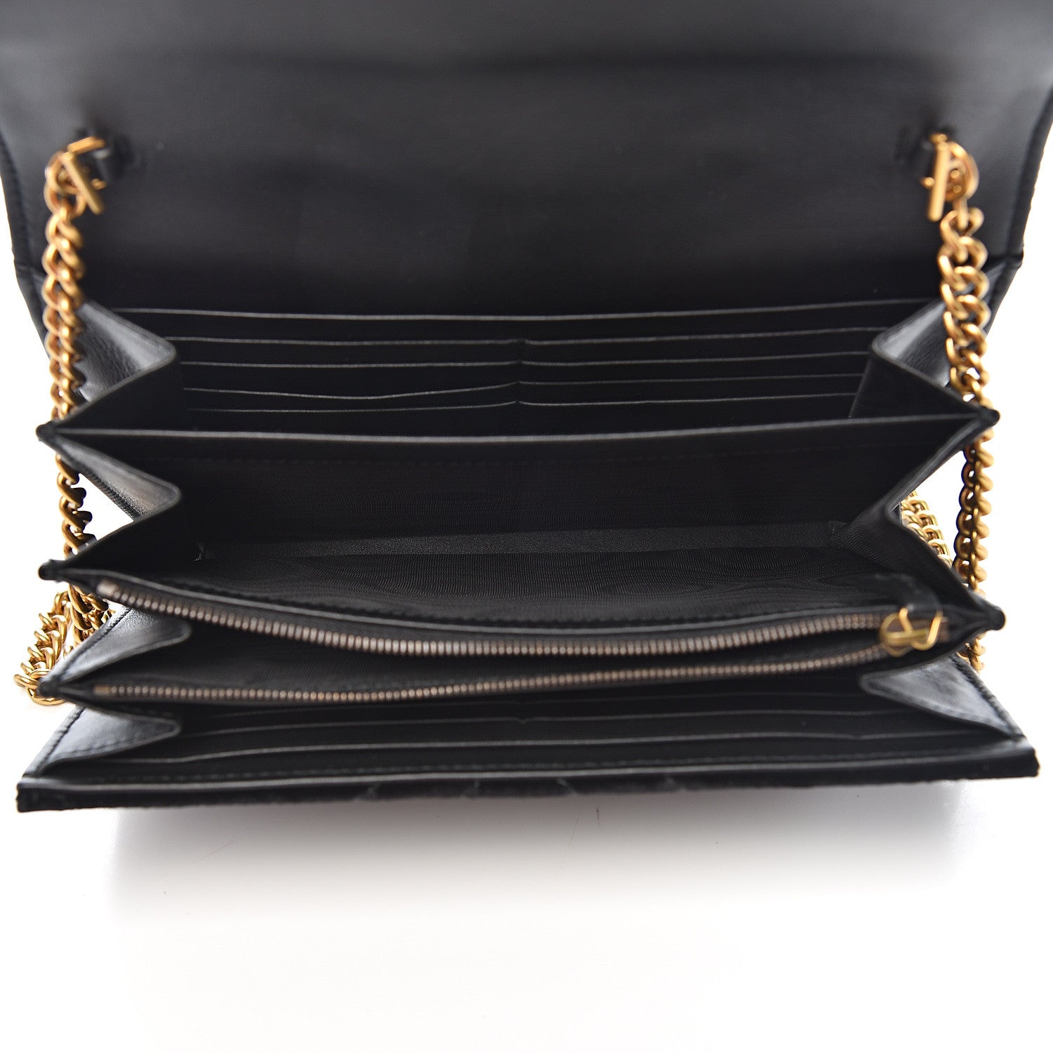 Gucci Velvet Matelasse GG Marmont Chain Wallet Black 4 of 9