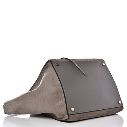 Celine Crocodile Embossed Nubuck Medium Phantom Luggage Grey 3 of 13