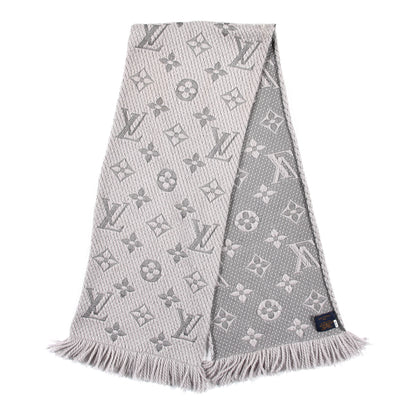 Louis Vuitton Wool Silk Logomania Scarf Pearl Grey 2 of 4