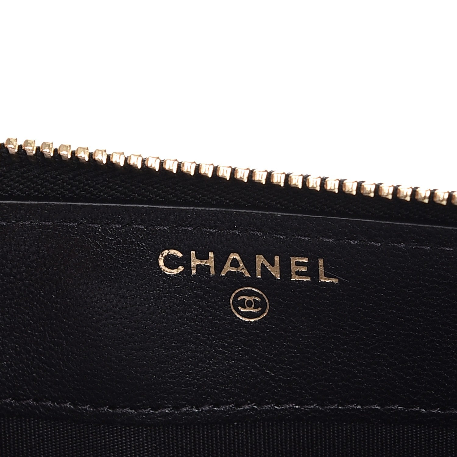 Chanel Sheepskin Chevron Quilted Zip Around Wallet Black 6 of 9