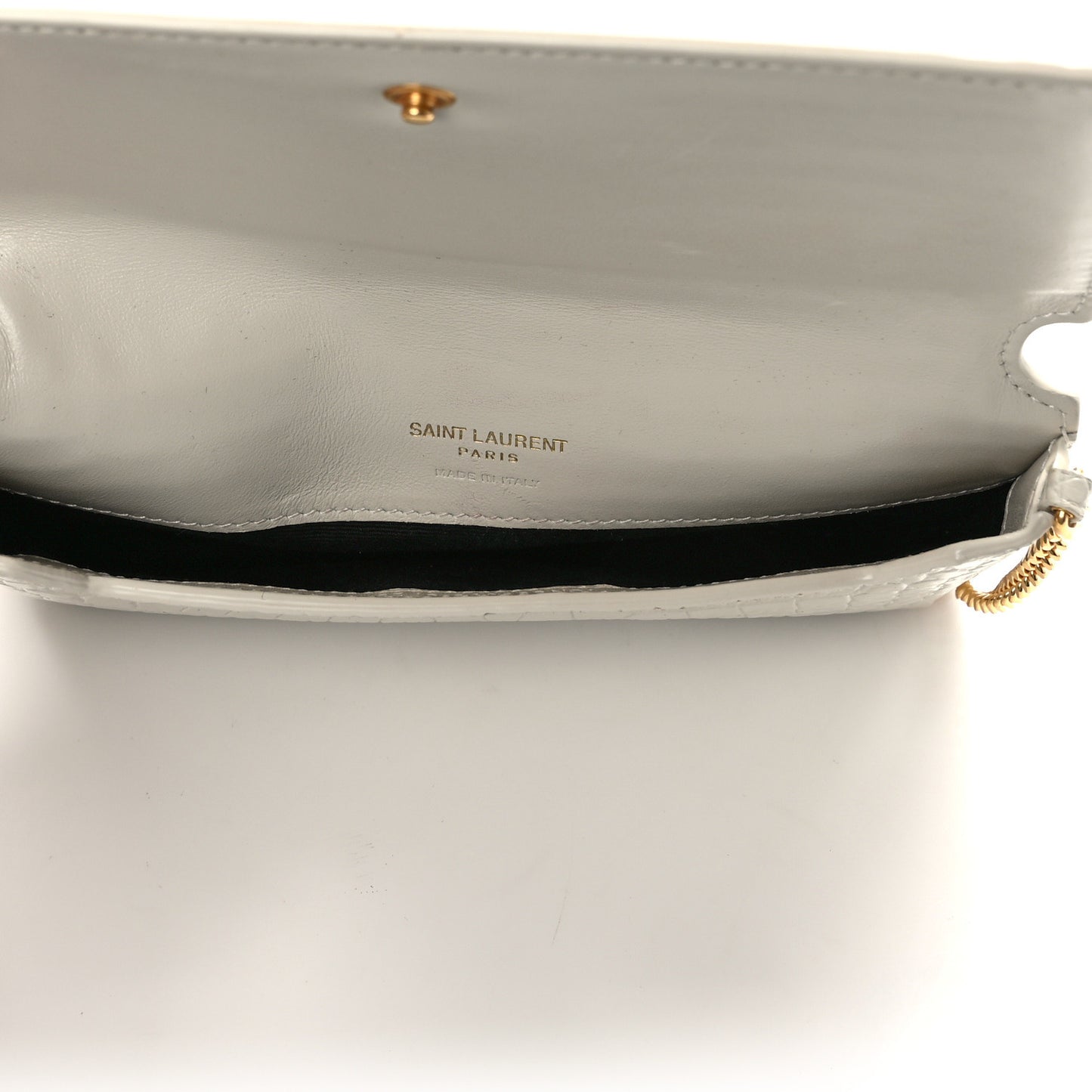 Crocodile Embossed Monogram Phone Holder Crossbody Blanc Vintage