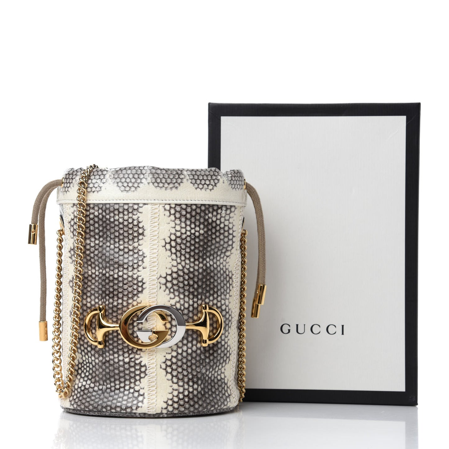 Snakeskin Mini Zumi Bucket Bag Grey