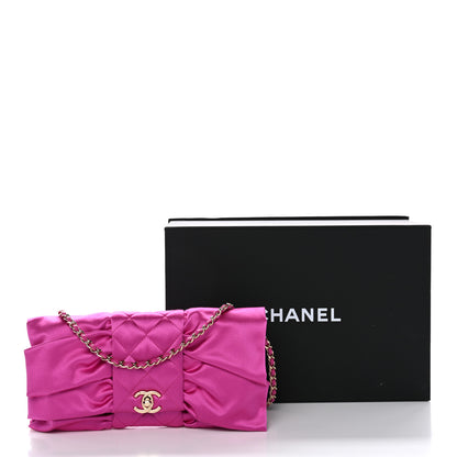 Chanel Satin Tie My Bow Flap Clutch With Chain Dark Pink 11 of 11