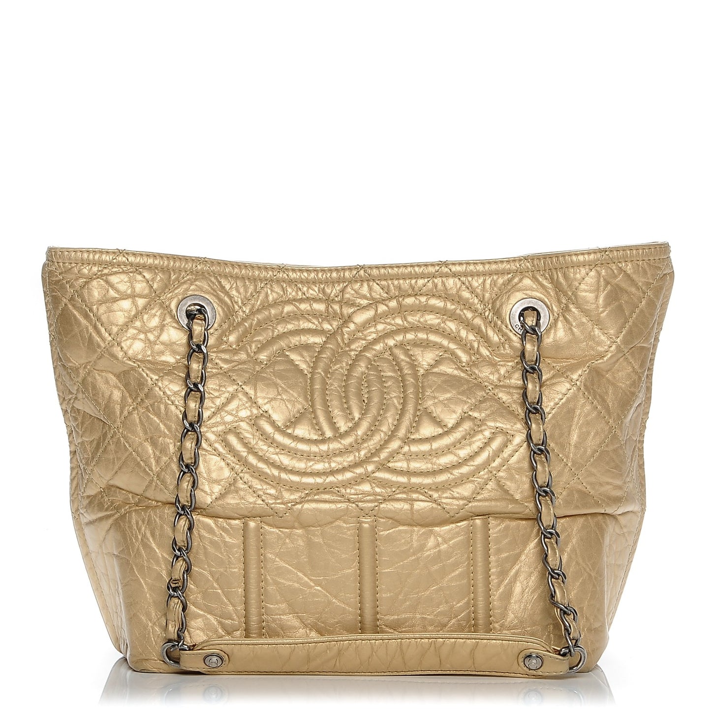 Metallic Aged Calfskin Small Shopping In Moscow Tote Gold