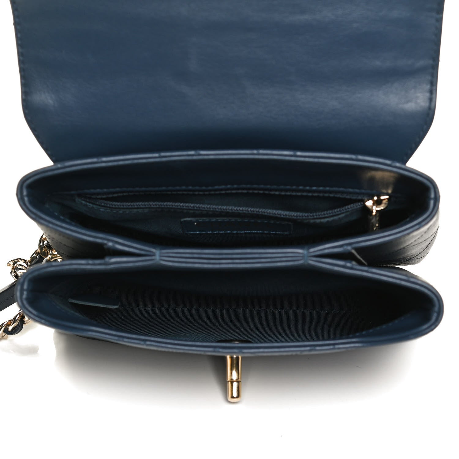 Chanel Calfskin Quilted Small Double Pocket Top Handle Flap Blue 5 of 16