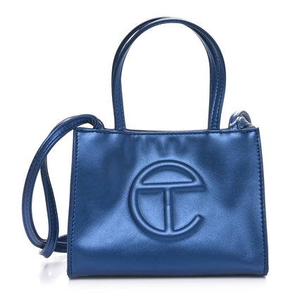 Telfar Metallic Vegan Leather Small Shopping Bag Cobalt 1 of 9