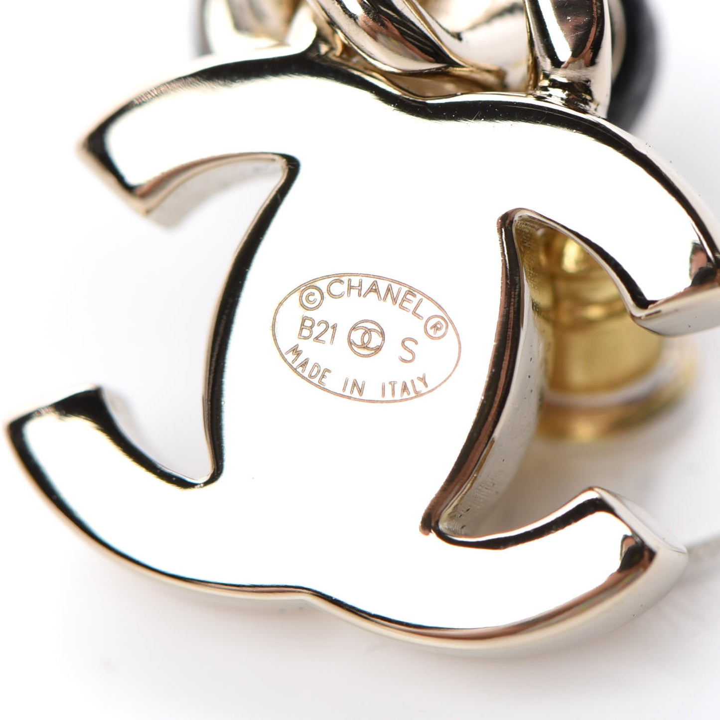 Lambskin CC Turnlock Drop Earrings Gold Black