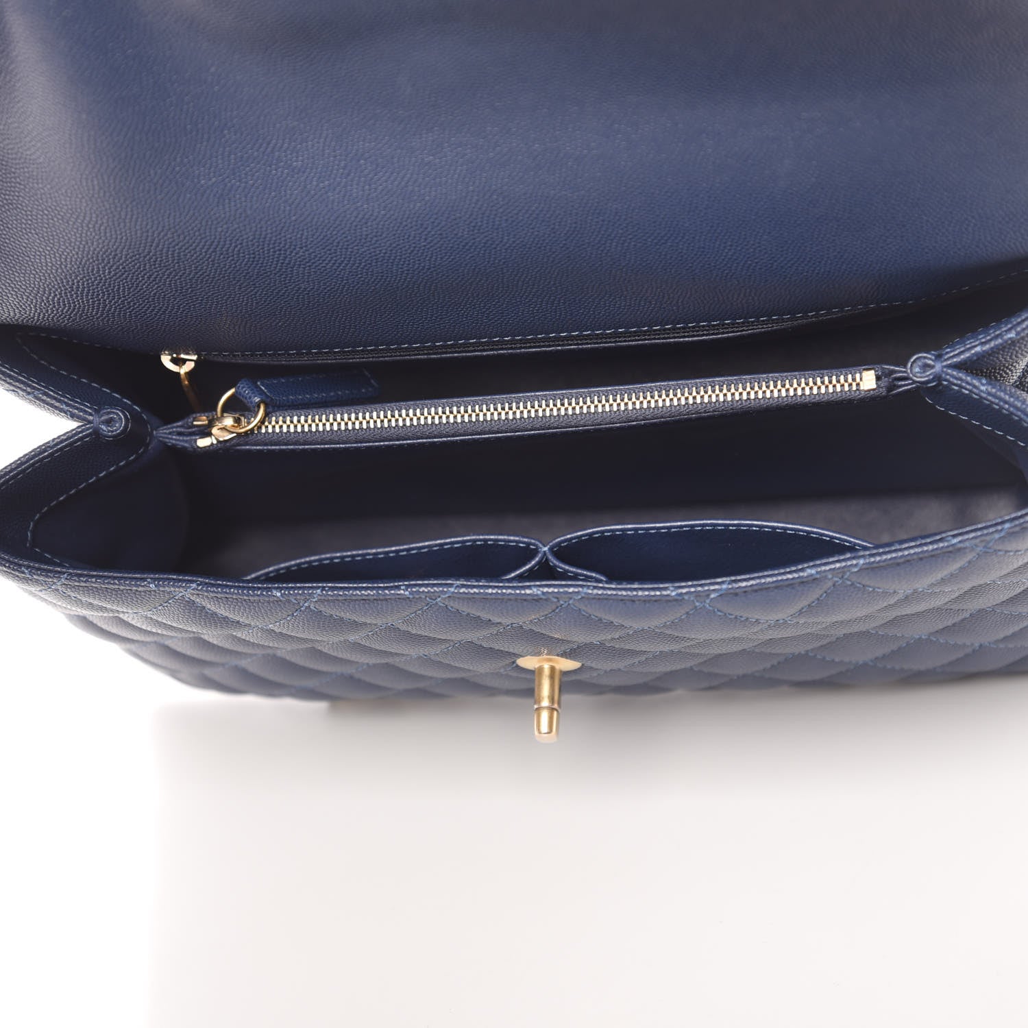Chanel Caviar Lizard Quilted Medium Coco Handle Flap Navy 5 of 13