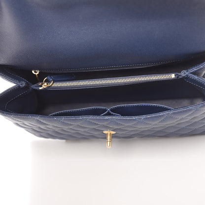 Chanel Caviar Lizard Quilted Medium Coco Handle Flap Navy 5 of 13