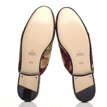 Gucci Jacquard Floral Womens Princetown Slippers 35.5 Black Camel 6 of 9