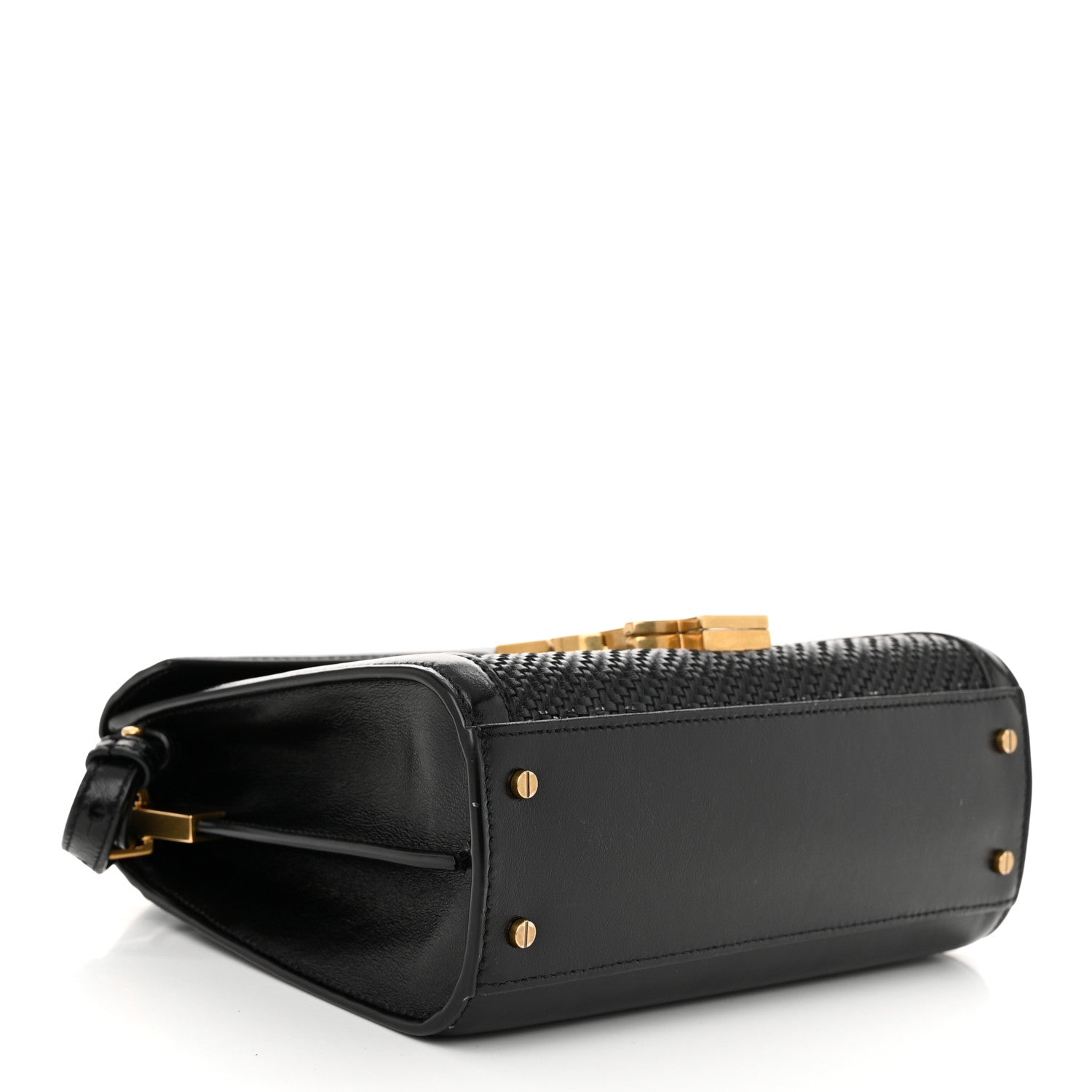 Saint Laurent Calfksin Woven Mini Classic Monogram Cassandra Top Handle Black 4 of 10