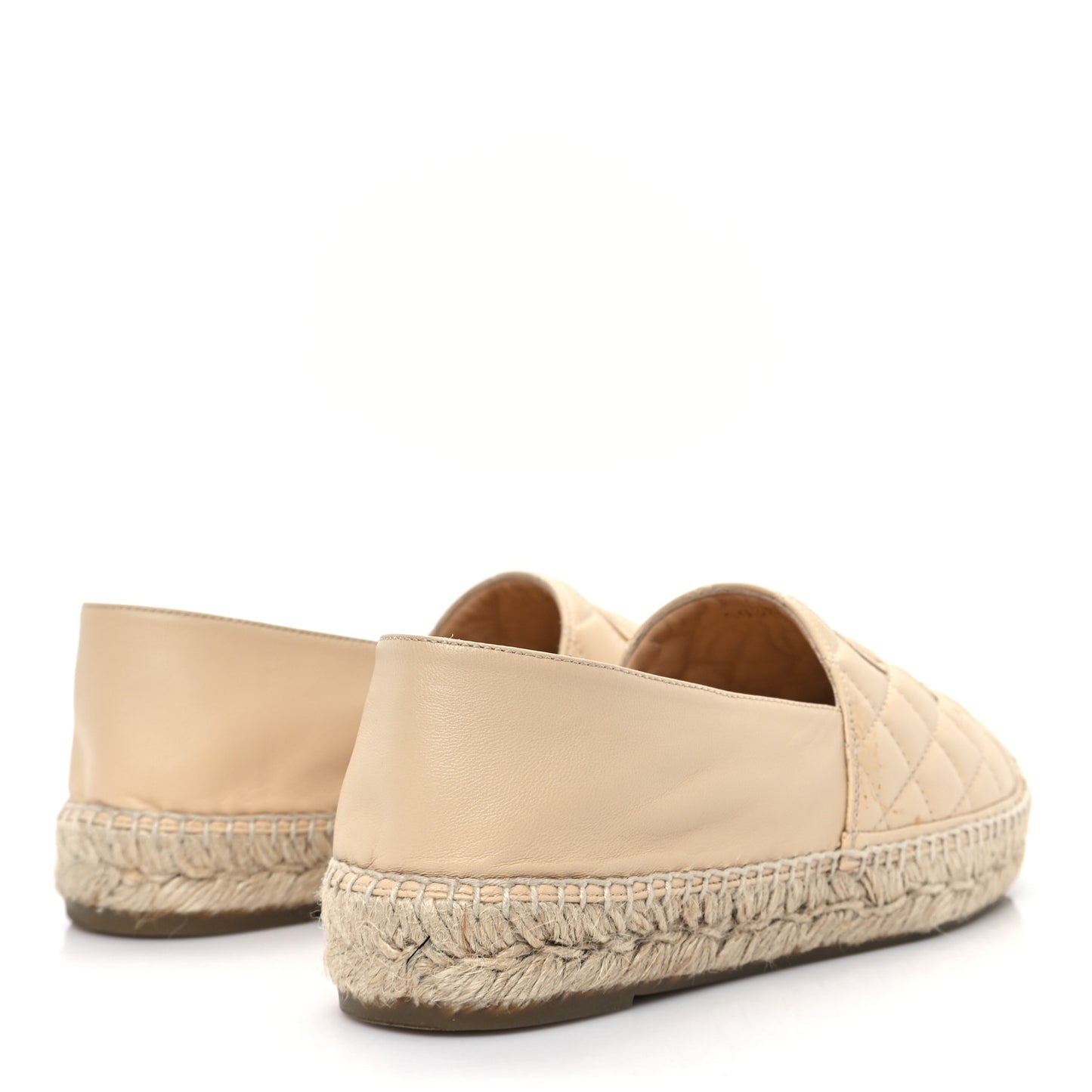 Lambskin Quilted CC Espadrilles 39 Beige