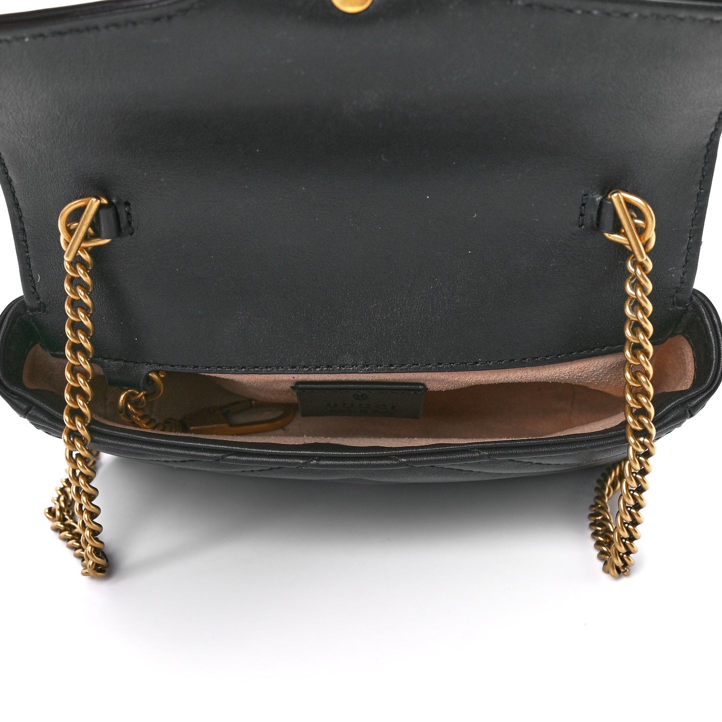 Calfskin Matelasse Super Mini GG Marmont Shoulder Bag Black