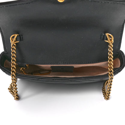 Gucci Calfskin Matelasse Super Mini GG Marmont Shoulder Bag Black 5 of 11