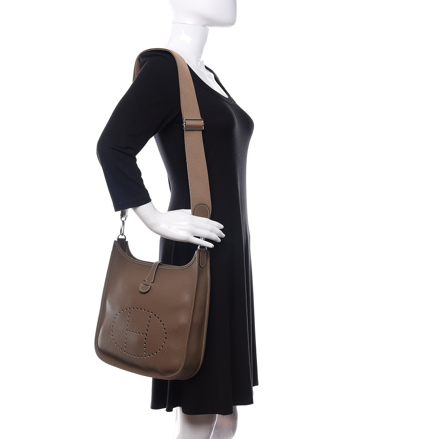 Hermes Taurillon Clemence Evelyne III PM Etoupe 2 of 12