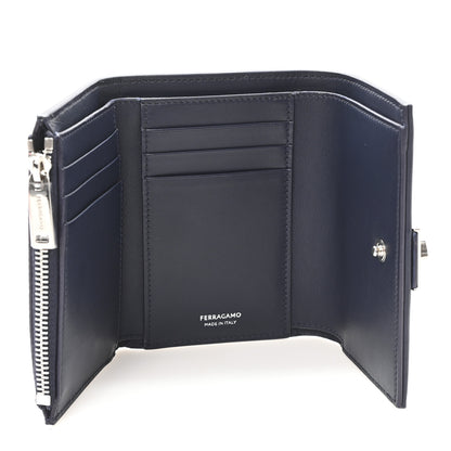 Salvatore Ferragamo Calfskin Hug Compact Wallet Navy 5 of 7