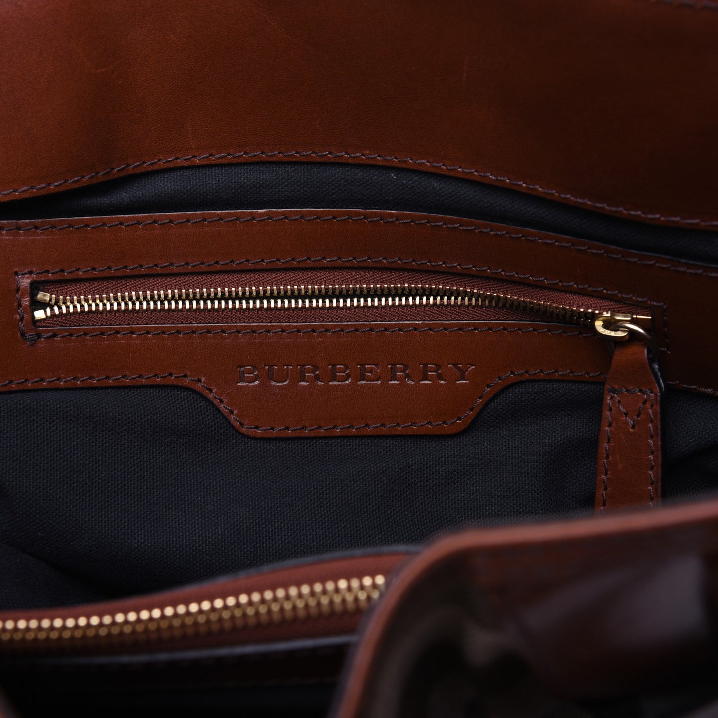 House Check Bridle Calfskin Medium Lynher Tote Dark Tan