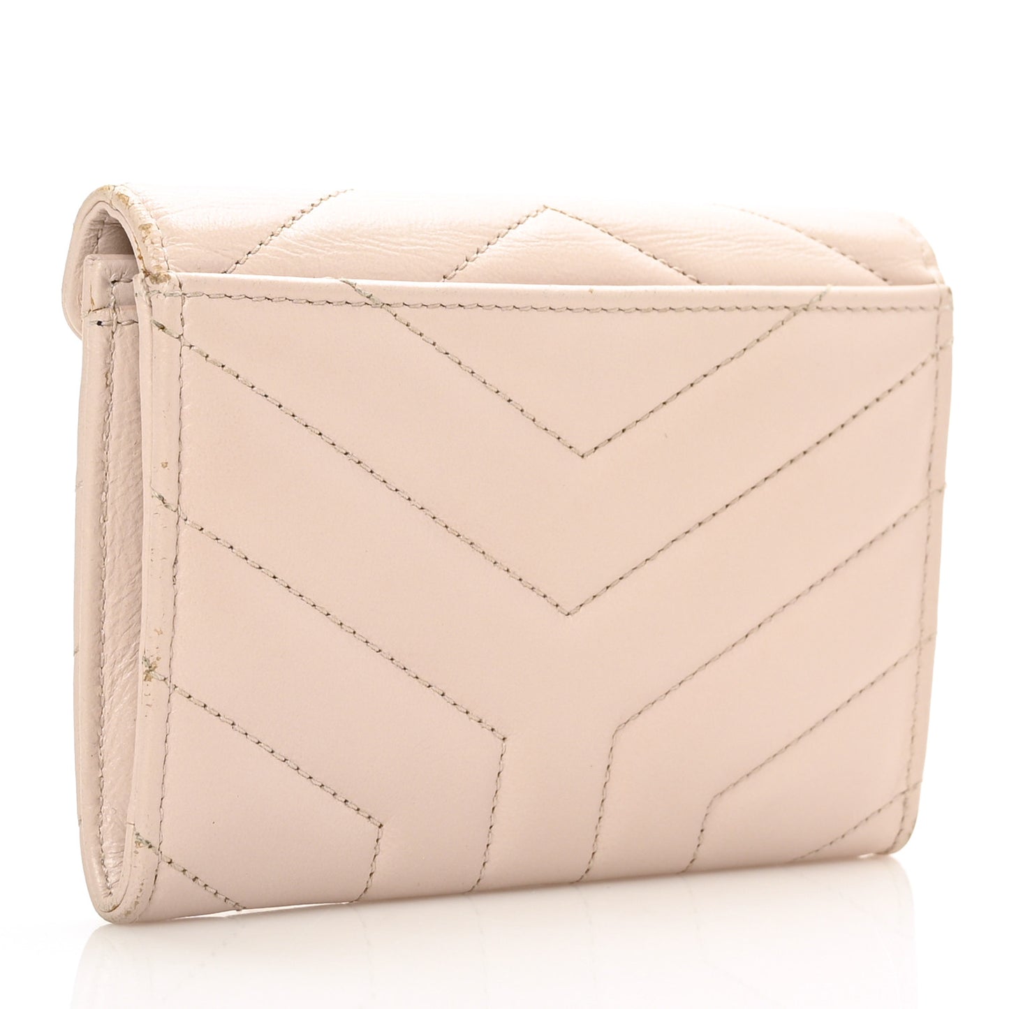 Nappa Matelasse Chevron Small Monogram Envelope Wallet Nude Powder