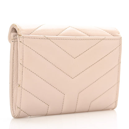 Saint Laurent Nappa Matelasse Chevron Small Monogram Envelope Wallet Nude Powder 3 of 7