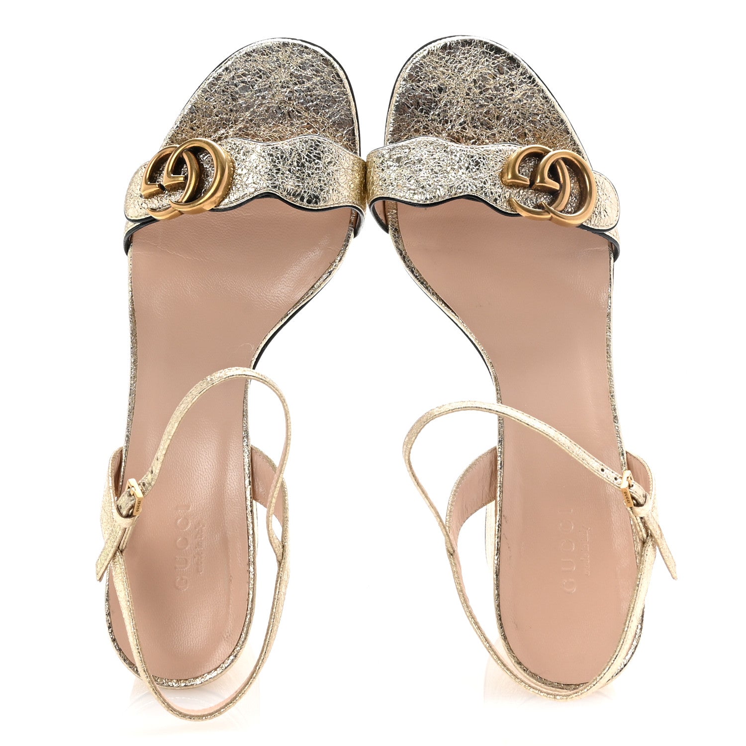 Gucci Galassia GG Marmont Ankle Wrap 75mm Sandals 40 Platino 2 of 9